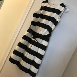 Chetta B Black and White Midi Dress